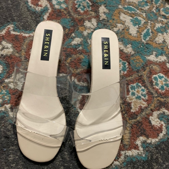 Clear chunk heel sandals NEVER WORN - Picture 2 of 3